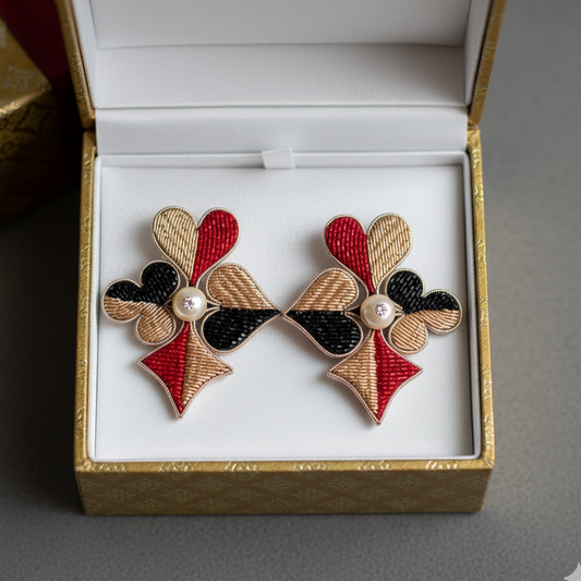 Dual Tone Pearl Earrings