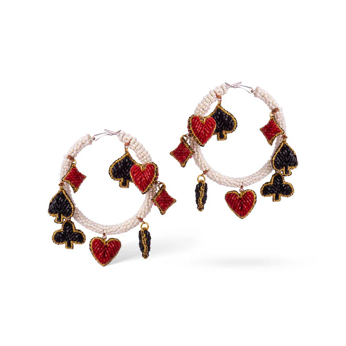 Suits Of Cards Charm Hoops - Reynara Jewelry | Queen Jewelry