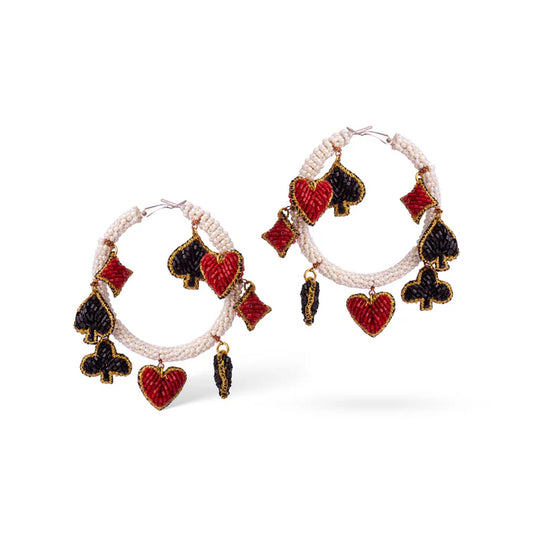 Suits Of Cards Charm Hoops - Reynara Jewelry | Queen Jewelry