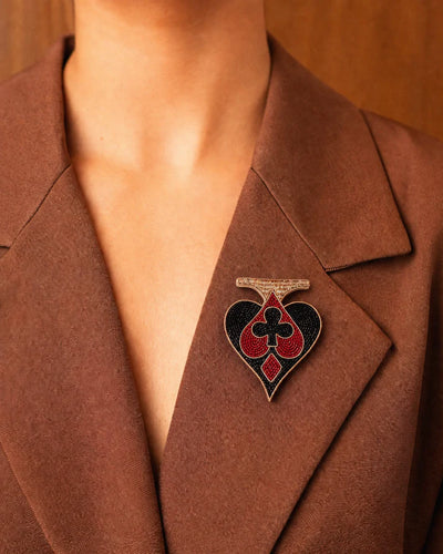 Suits Of Cards Enclosed Brooch