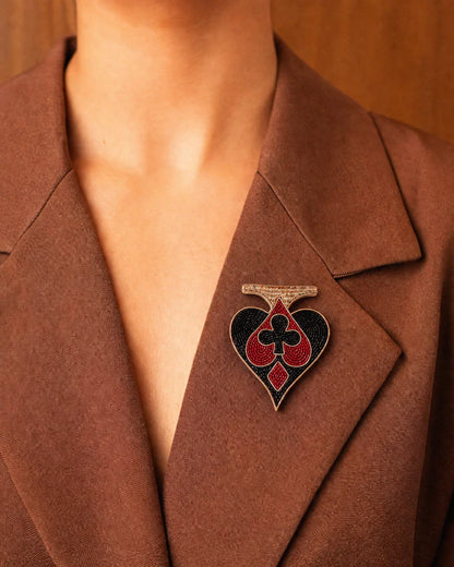Suits Of Cards Enclosed Brooch