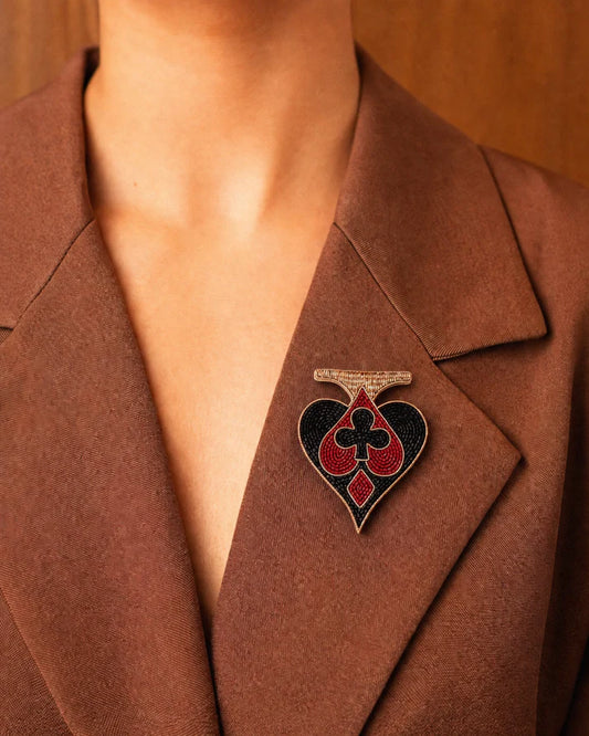 Suits Of Cards Enclosed Brooch