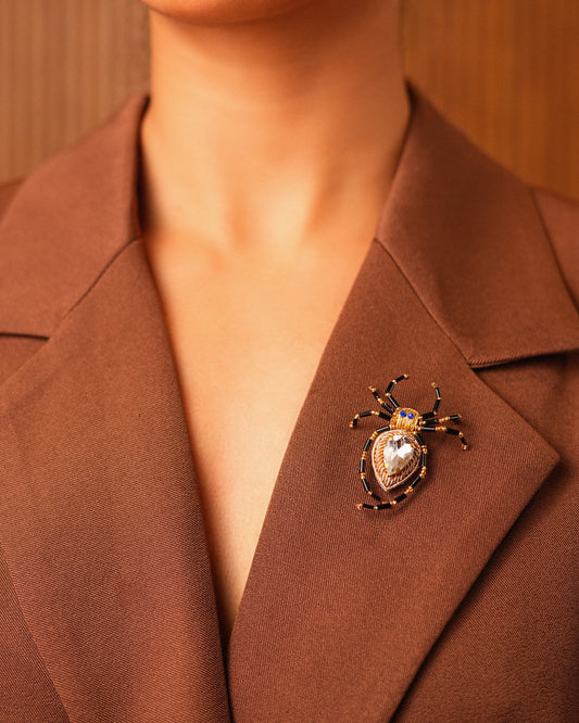Spider Brooch - Blue