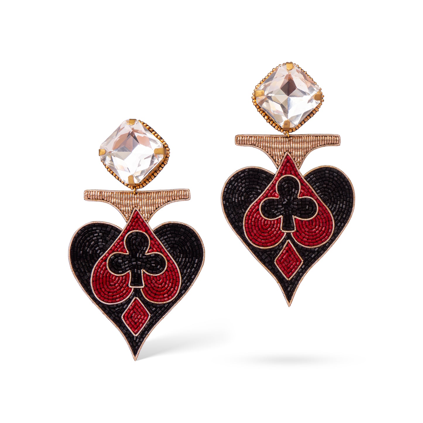 Black Suits Of Cards Enclosed Medium Earrings