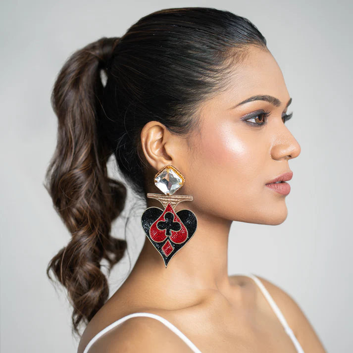 Suits Of Cards Enclosed Earrings - Reynara Jewelry | Queen Jewelry