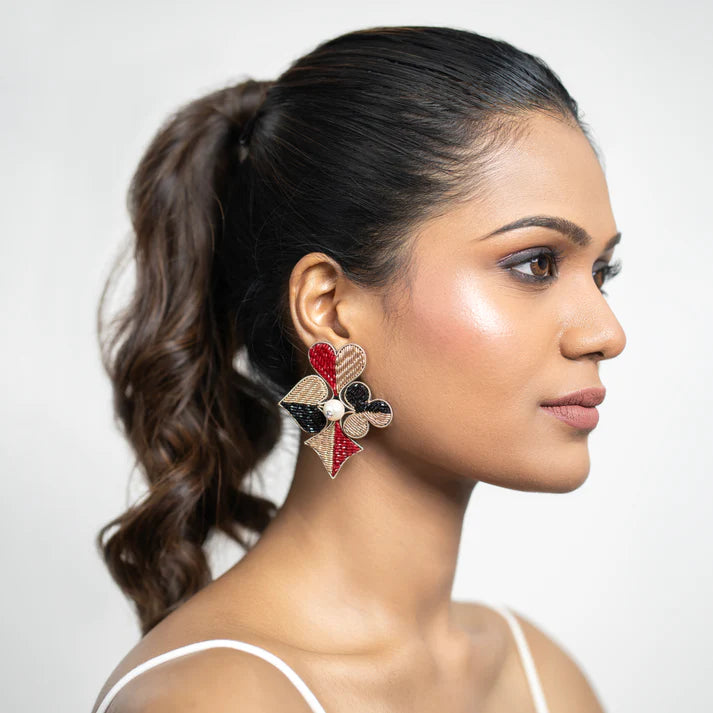 Dual Tone Pearl Earrings - Reynara Jewelry | Queen Jewelry