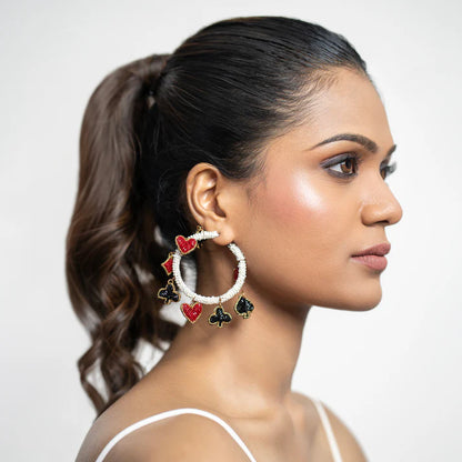 Suits Of Cards Charm Hoops - Reynara Jewelry | Queen Jewelry