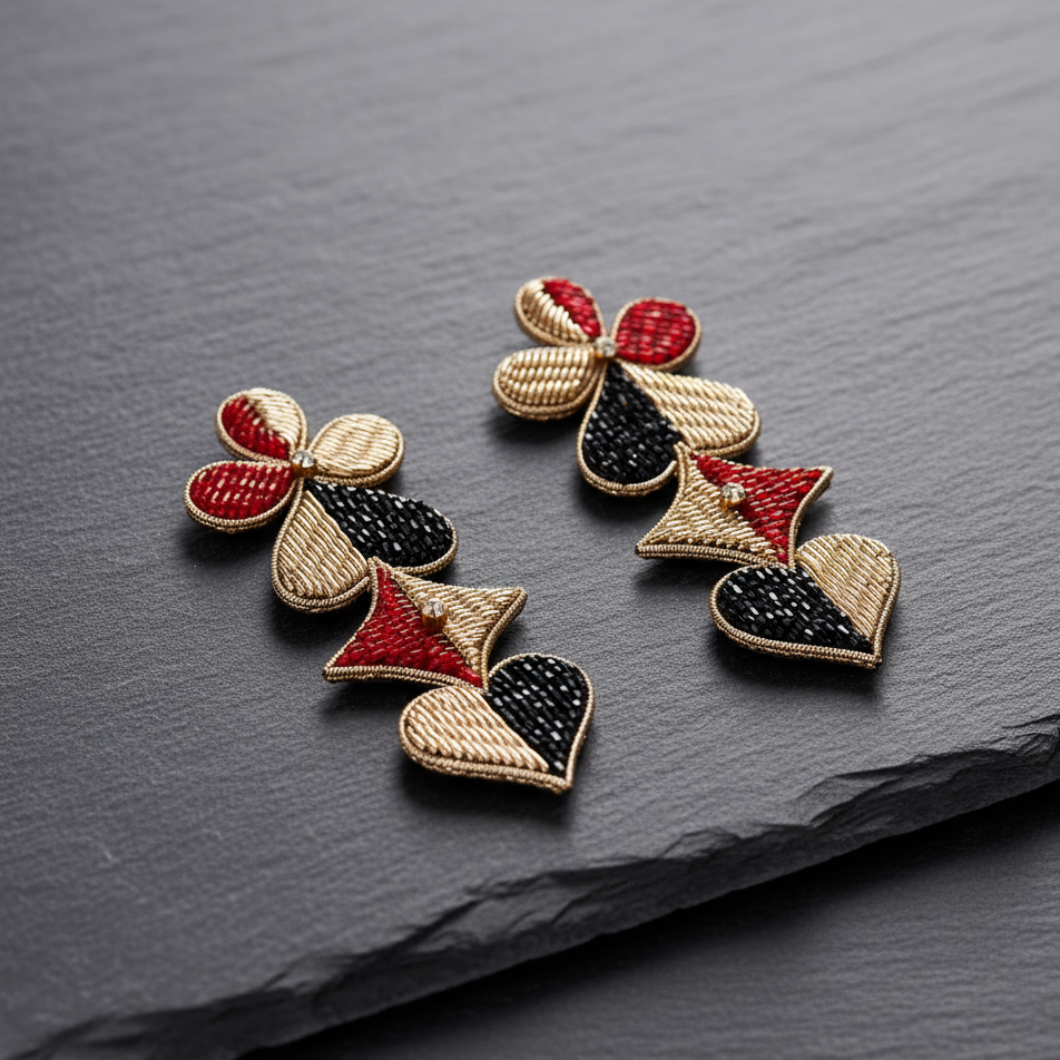 Dual Tone Drop Earrings