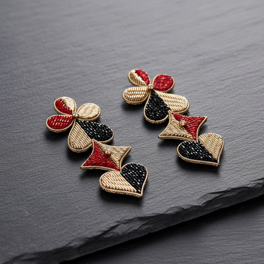 Dual Tone Drop Earrings