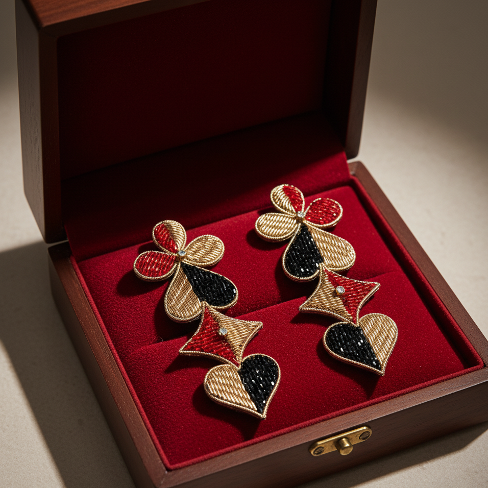 Dual Tone Drop Earrings