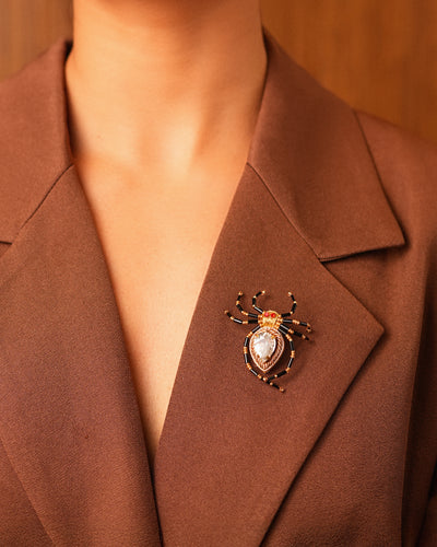 Spider Brooch - Red