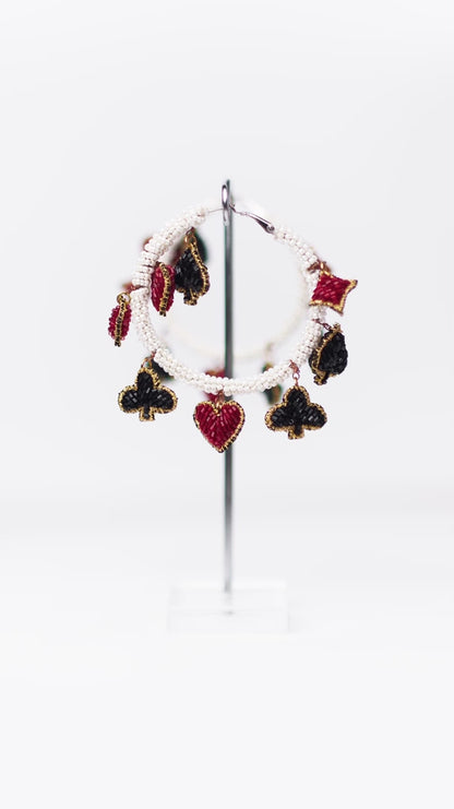 Suits Of Cards Charm Hoops